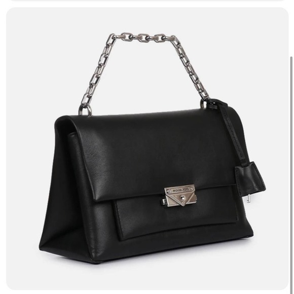 Michael Kors Cece Black Chain Shoulder Bag Leather Womens - Picture 2 of 12